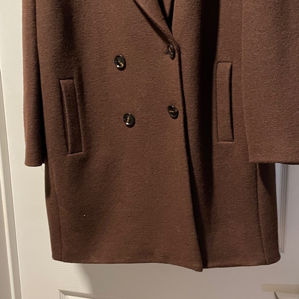 Universal Standard Brown Wool Double Breasted Pea… - image 4